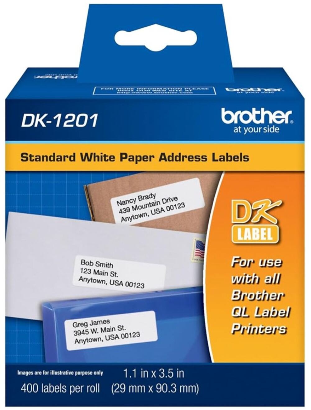Brother Genuine DK1201 Die-Cut Standard Rolled Address Labels for QL Printers